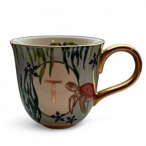 Anthropologie Lou Rota Monogram Nature Mug Letter T Turtle